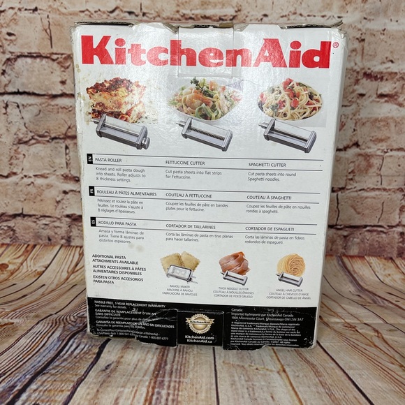 KitchenAid Silver Pasta Roller & Cutter Set - Picture 6 of 7